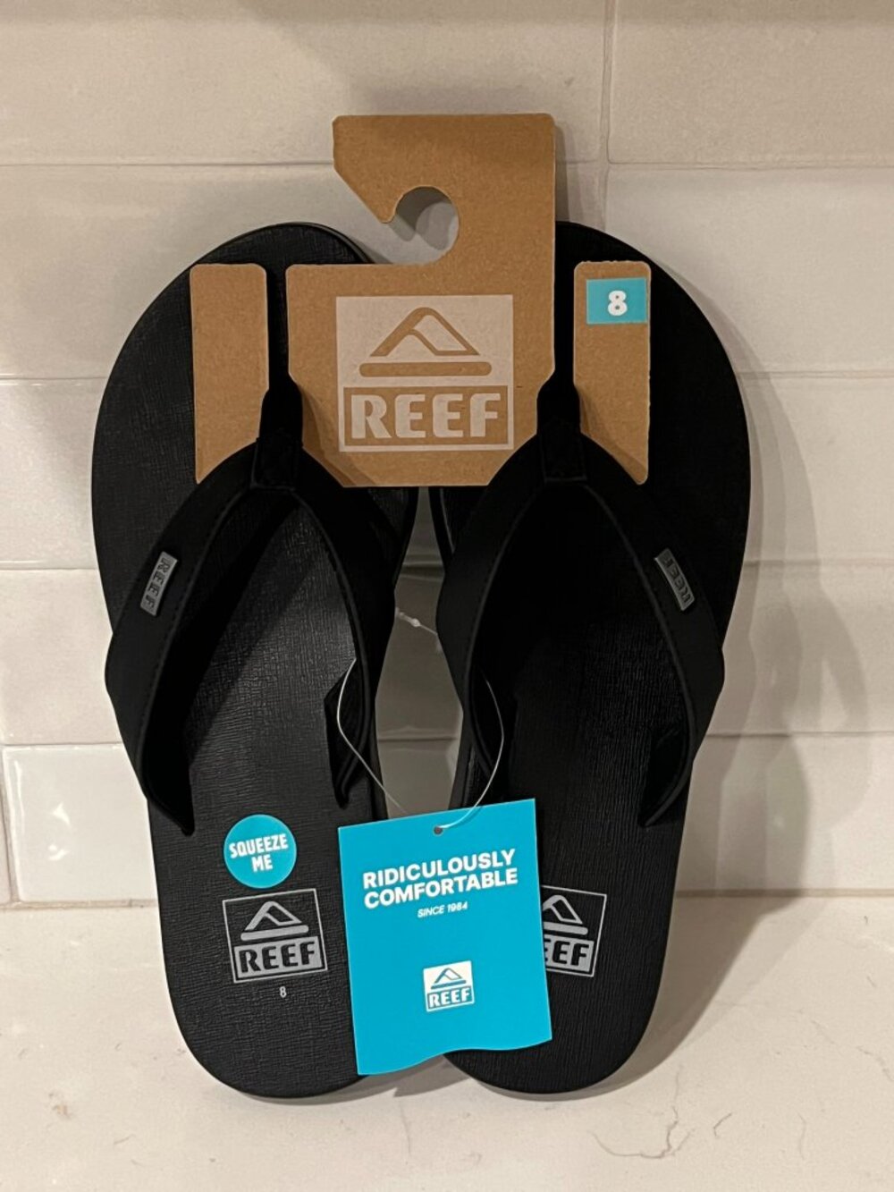 Womens 8 REEF Black Mia Sassy Cushion Comfort Squishy Flip Flops NWT New Shoes